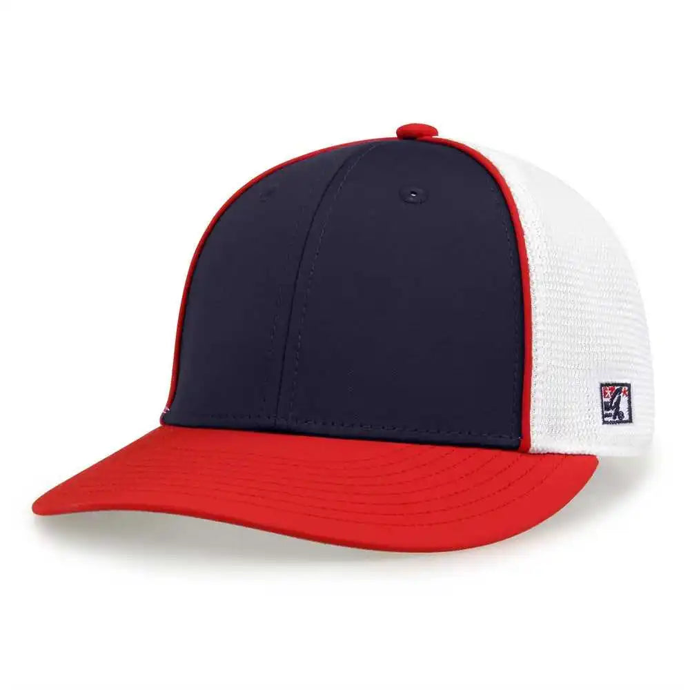 The Game Gb483p on Field Gamechanger with Piping &amp; Diamond Mesh Cap Navy Red