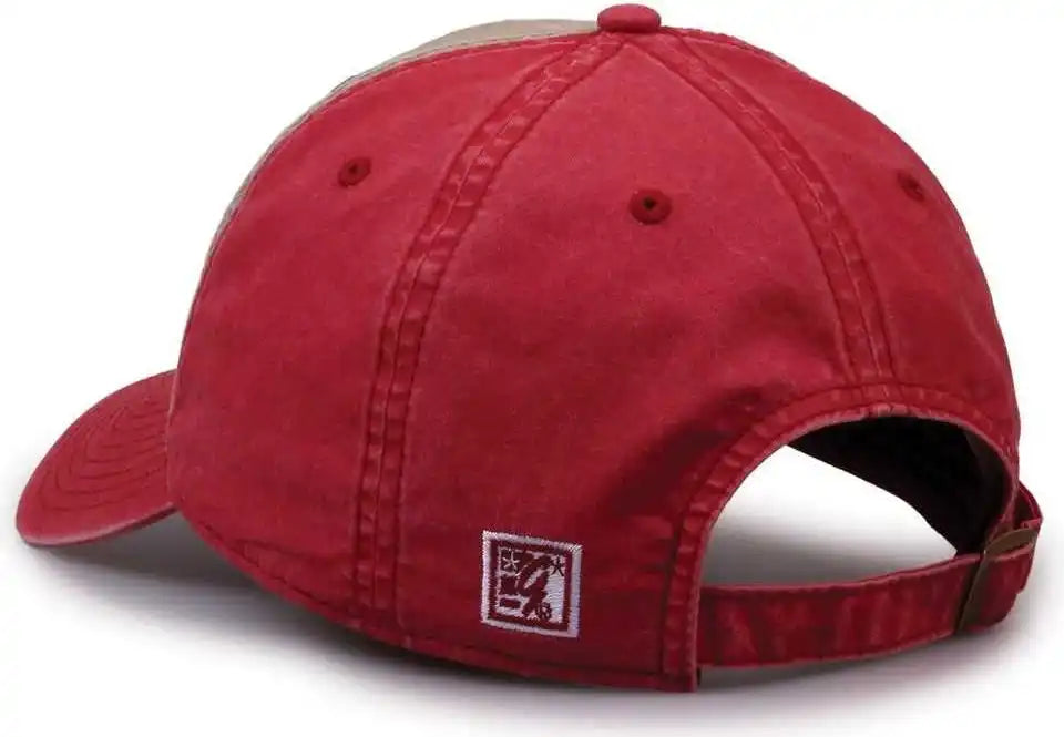 The Game Gb516 Twill Color Block Cap Khaki Redwood Cardinal / 6 7/8’’ 7 5/8’’