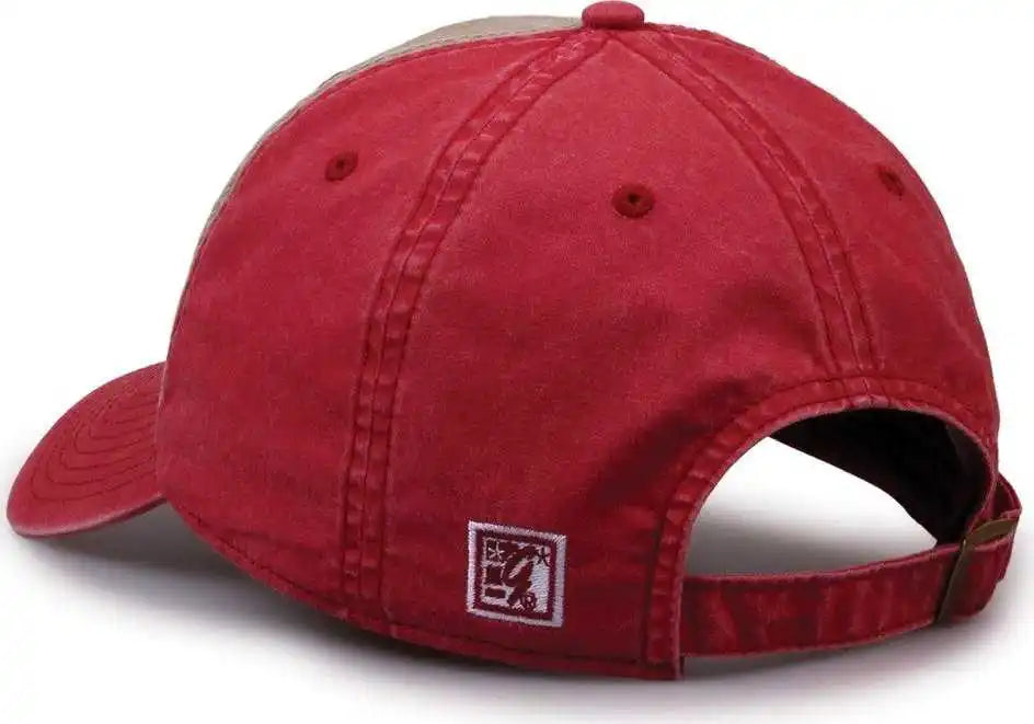 The Game Gb516 Twill Color Block Cap Khaki Redwood Cardinal / 6 7/8’’ 7 5/8’’