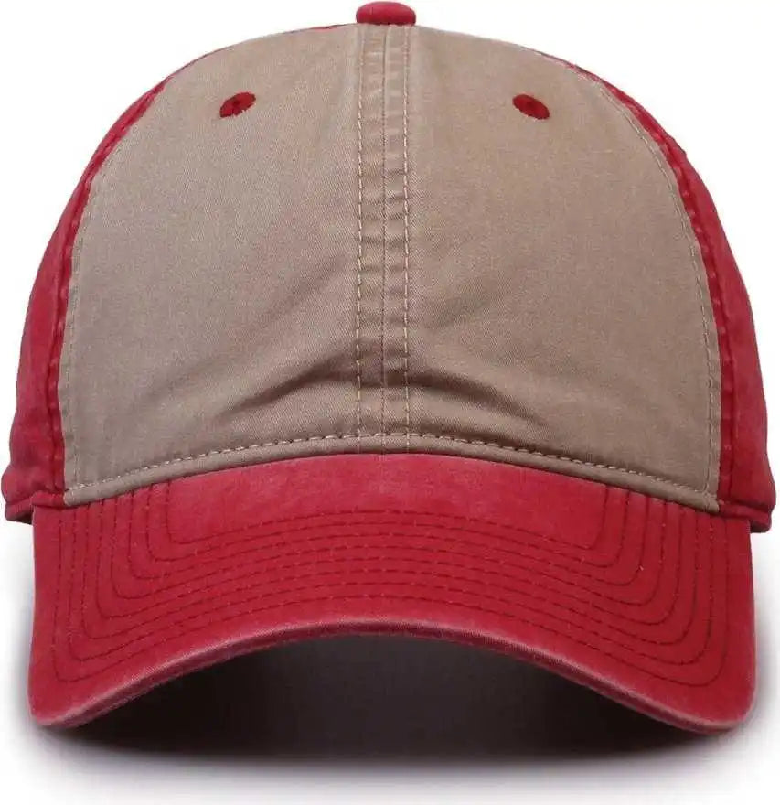 The Game Gb516 Twill Color Block Cap Khaki Redwood Cardinal / 6 7/8’’ 7 5/8’’
