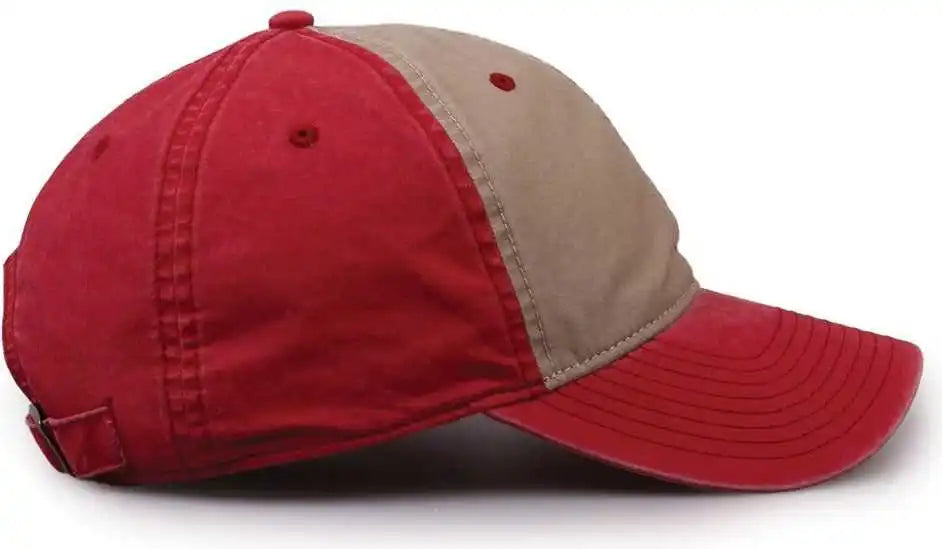 The Game Gb516 Twill Color Block Cap Khaki Redwood Cardinal / 6 7/8’’ 7 5/8’’