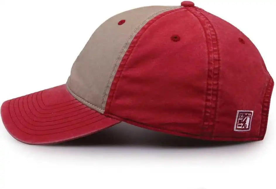 The Game Gb516 Twill Color Block Cap Khaki Redwood Cardinal / 6 7/8’’ 7 5/8’’