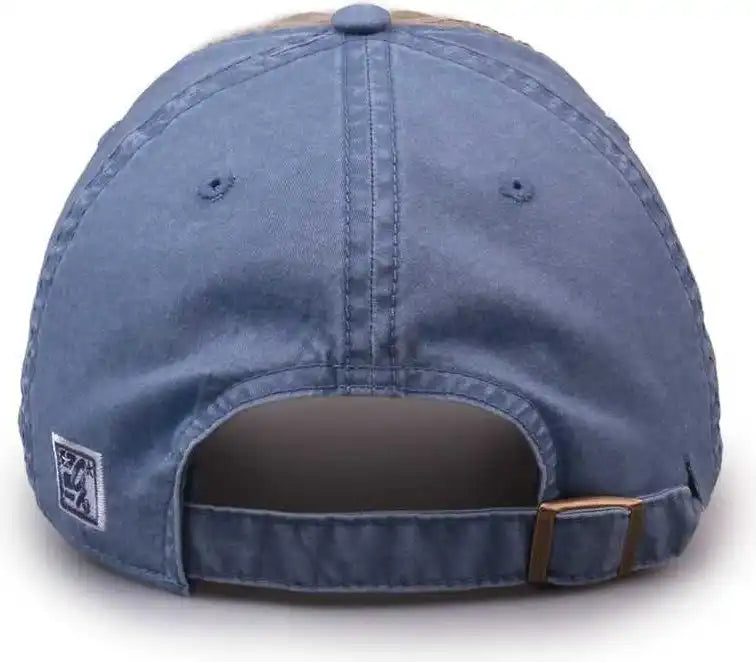 The Game Gb516 Twill Color Block Cap - Khaki Stonewash - Blue / 6 7/8’’ - 7 5/8’’