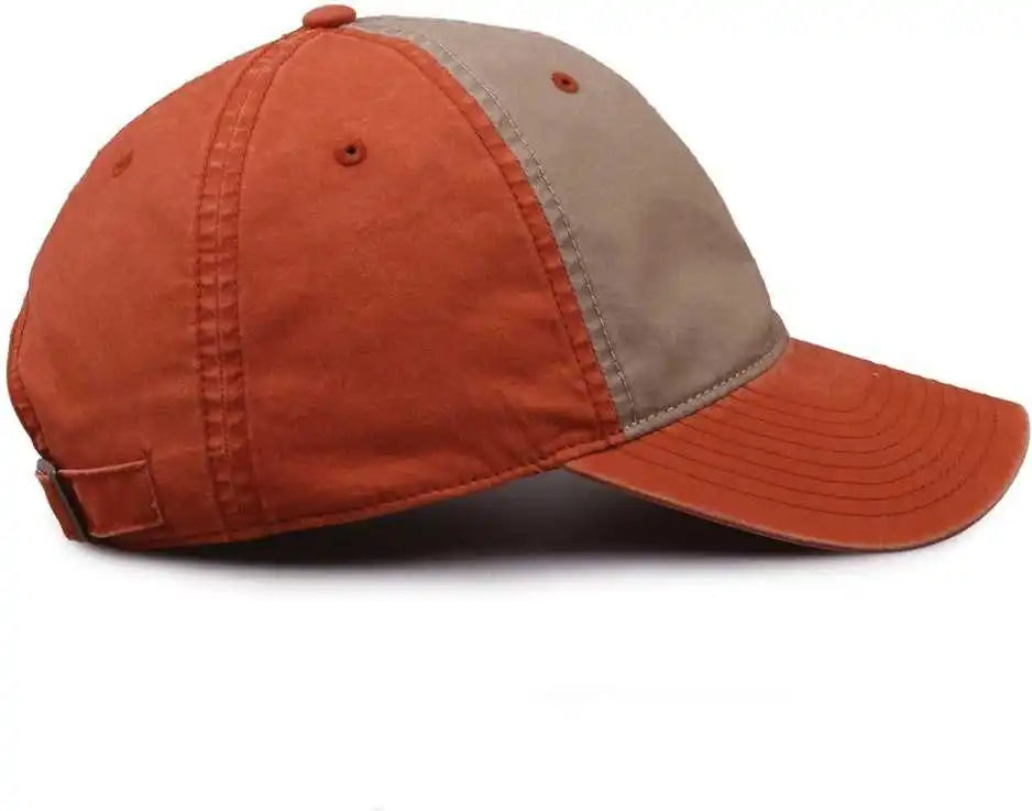 The Game Gb516 Twill Color Block Cap Khaki Tangy Tangerine Burnt Orange / 6 7/8’’ 7 5/8’’