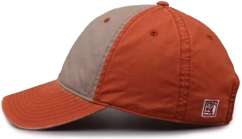 The Game Gb516 Twill Color Block Cap Khaki Tangy Tangerine Burnt Orange / 6 7/8’’ 7 5/8’’