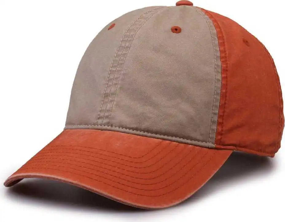 The Game Gb516 Twill Color Block Cap Khaki Tangy Tangerine Burnt Orange / 6 7/8’’ 7 5/8’’
