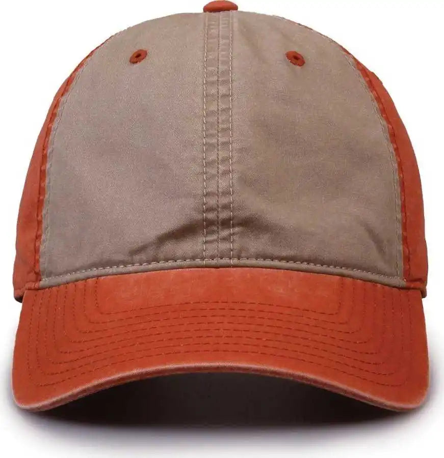 The Game Gb516 Twill Color Block Cap Khaki Tangy Tangerine Burnt Orange / 6 7/8’’ 7 5/8’’