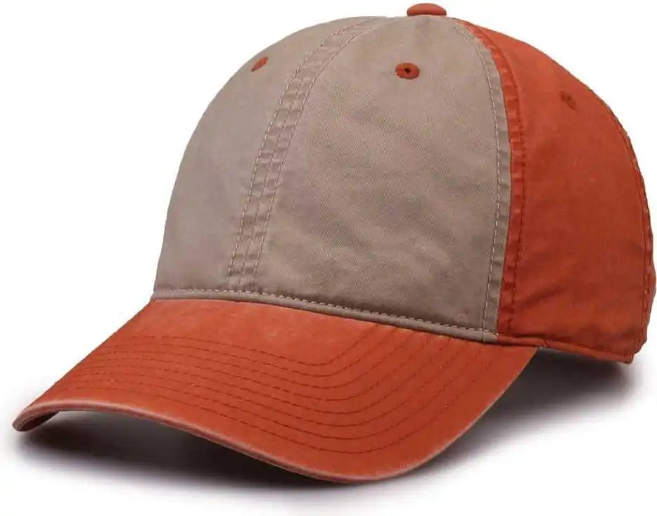 The Game Gb516 Twill Color Block Cap Khaki Tangy Tangerine Burnt Orange / 6 7/8’’ 7 5/8’’