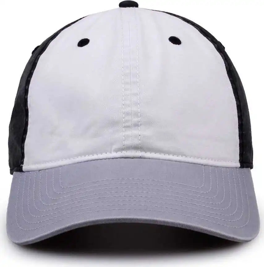 The Game Gb516 Twill Color Block Cap White Black Gray / 6 7/8’’ 7 5/8’’