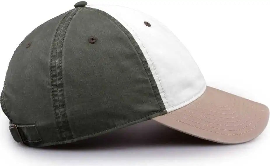 The Game Gb516 Twill Color Block Cap White Olive Atmosphere / 6 7/8’’ 7 5/8’’