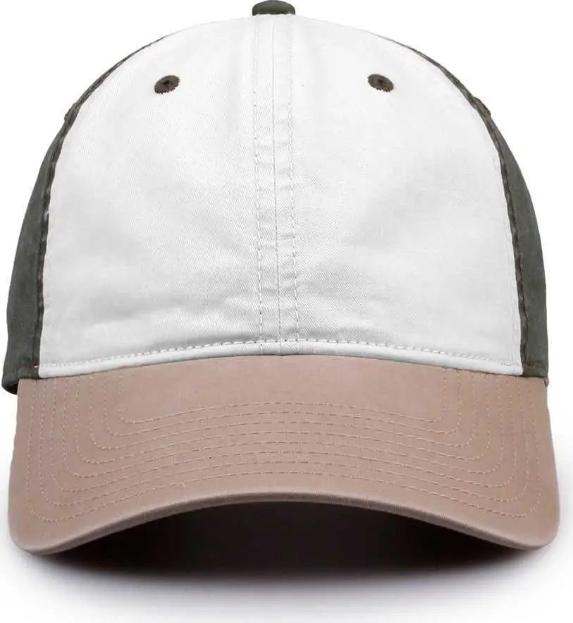 The Game Gb516 Twill Color Block Cap - White Olive Atmosphere - 6 7/8’’ - 7 5/8’’