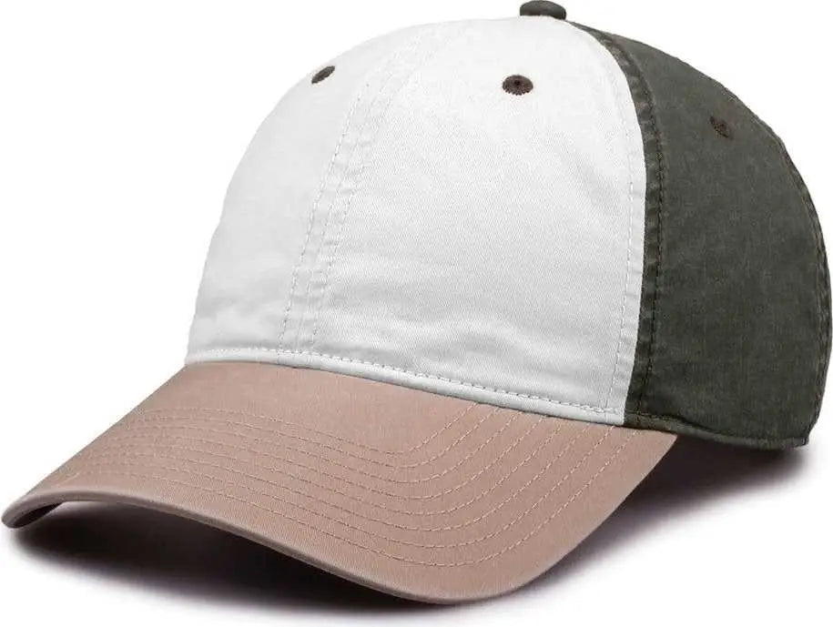 The Game Gb516 Twill Color Block Cap - White Olive Atmosphere - 6 7/8’’ - 7 5/8’’