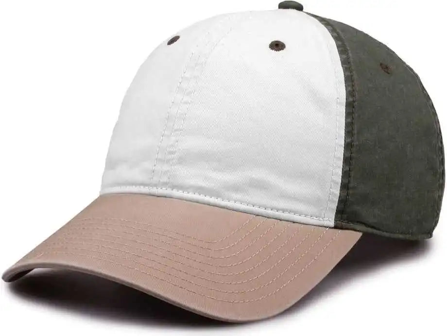 The Game Gb516 Twill Color Block Cap White Olive Atmosphere / 6 7/8’’ 7 5/8’’