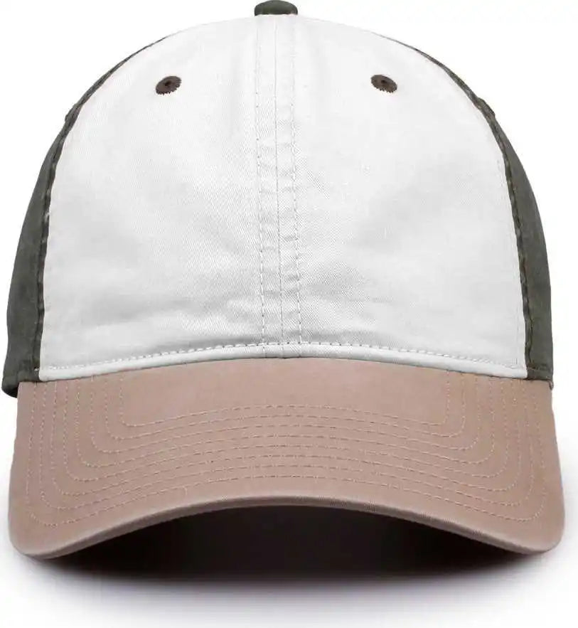The Game Gb516 Twill Color Block Cap White Olive Atmosphere / 6 7/8’’ 7 5/8’’