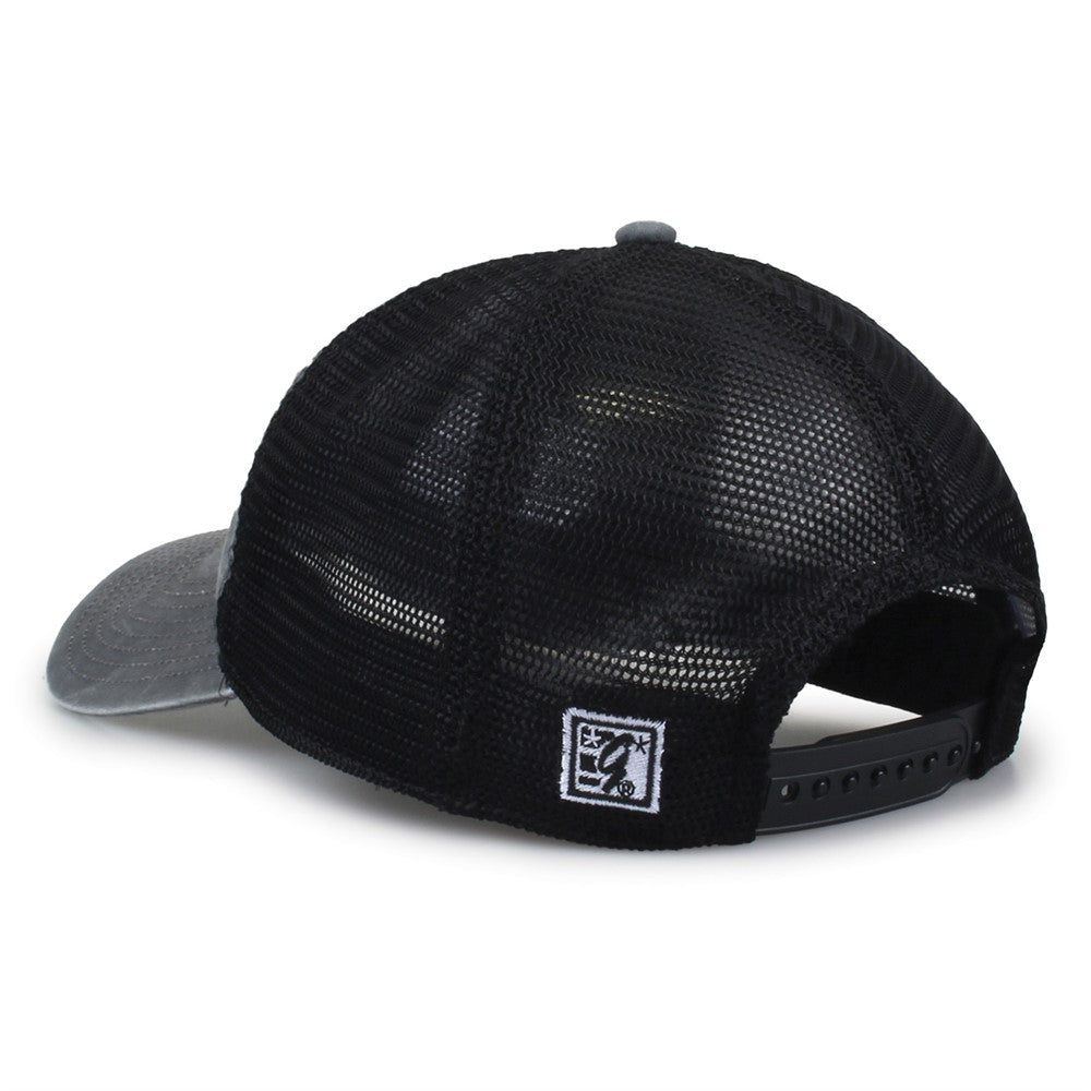 The Game Gb522 Pigment Dyed Twill & Soft Trucker Cap - Dark Gray