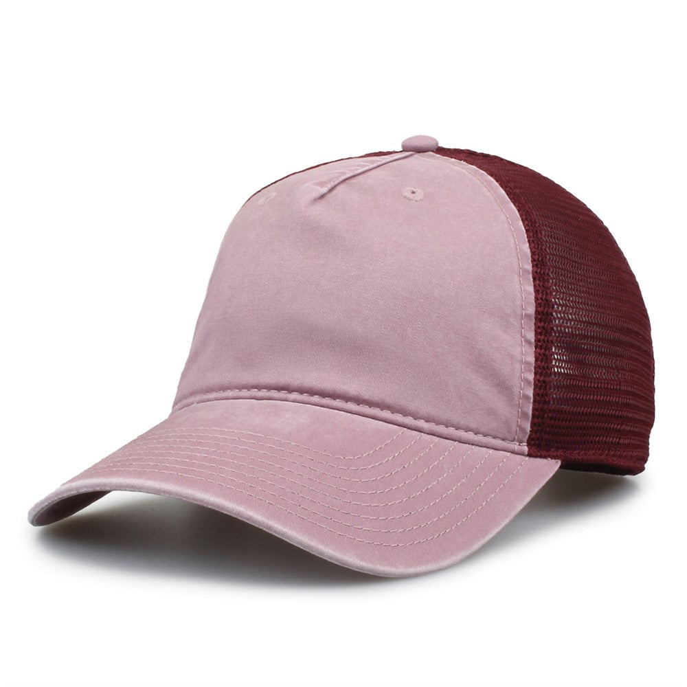 The Game Gb522 Pigment Dyed Twill & Soft Trucker Cap - Dusty Rose