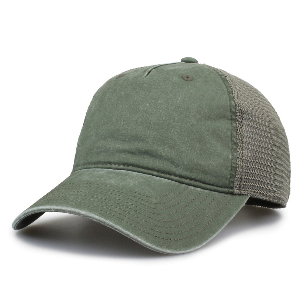 The Game Gb522 Pigment Dyed Twill & Soft Trucker Cap - Olive