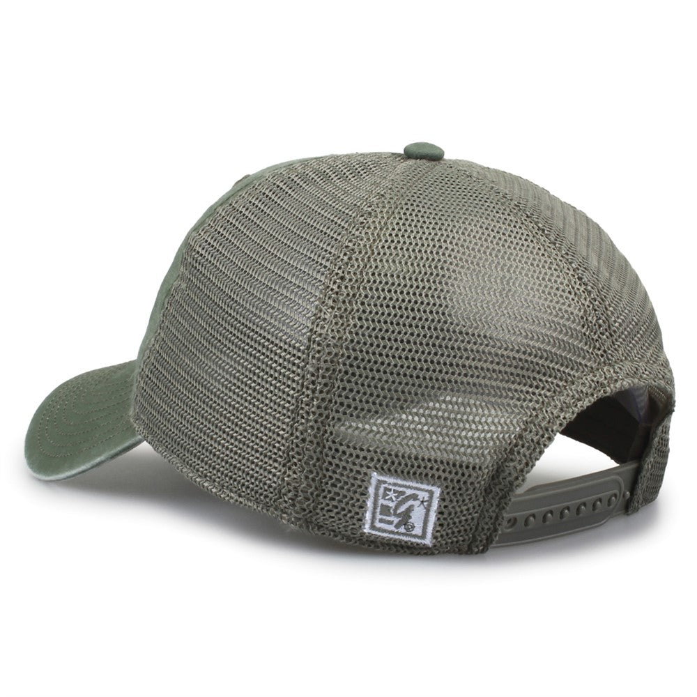 The Game Gb522 Pigment Dyed Twill & Soft Trucker Cap - Olive