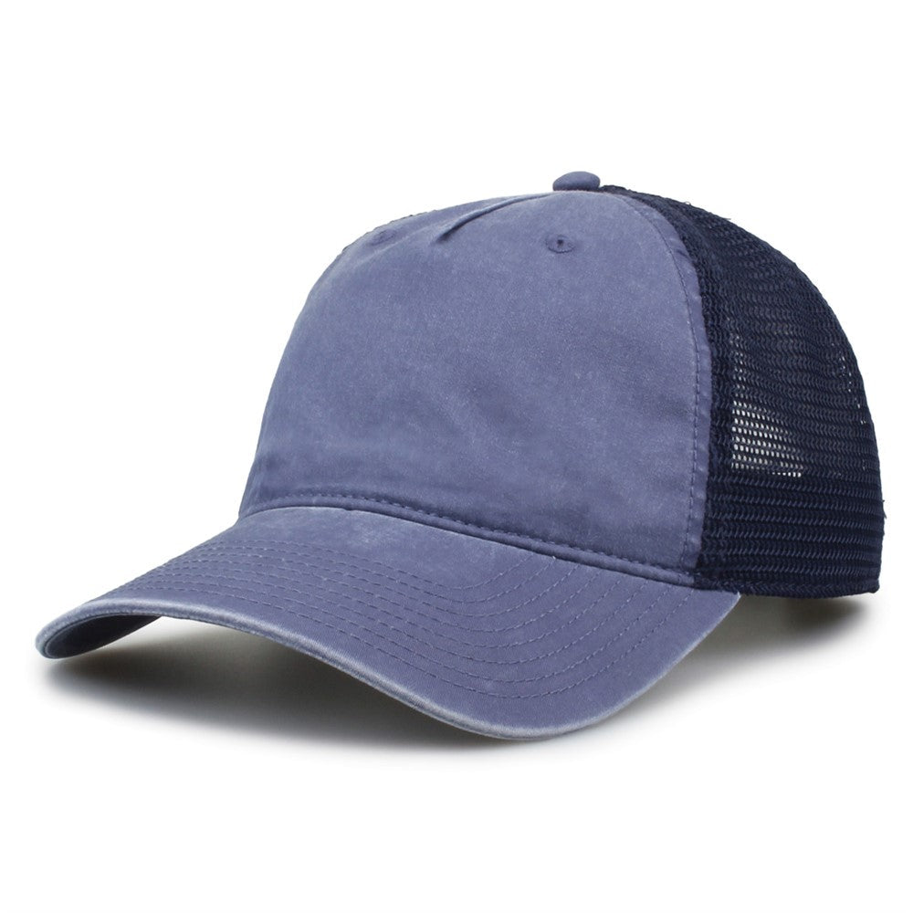 The Game Gb522 Pigment Dyed Twill & Soft Trucker Cap - Slate
