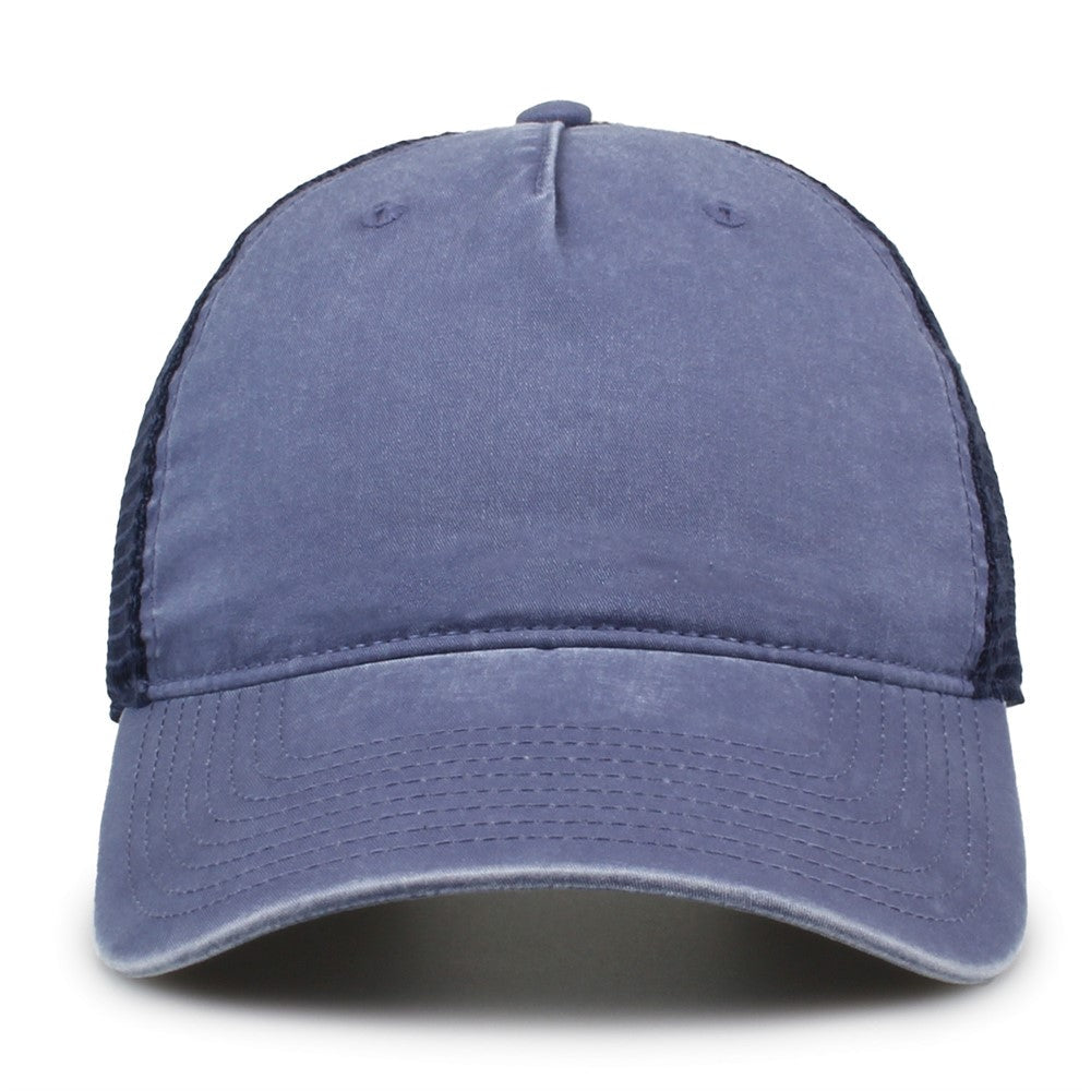 The Game Gb522 Pigment Dyed Twill & Soft Trucker Cap - Slate