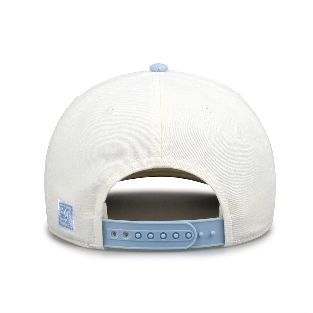 The Game Gb523 Twill 5 Panel 2 Tone Cap - Ivory Columbia Blue