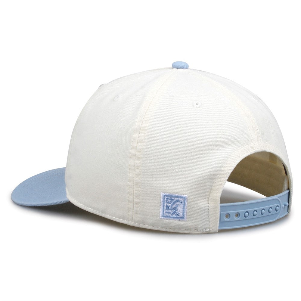 The Game Gb523 Twill 5 Panel 2 Tone Cap - Ivory Columbia Blue