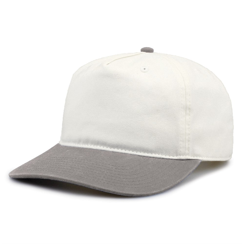 The Game Gb523 Twill 5 Panel 2 Tone Cap - Ivory Gray