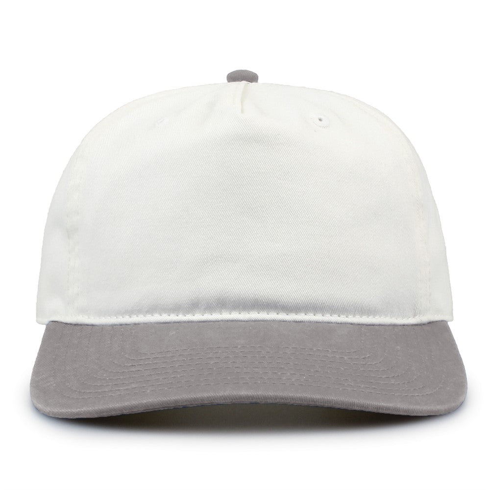 The Game Gb523 Twill 5 Panel 2 Tone Cap - Ivory Gray