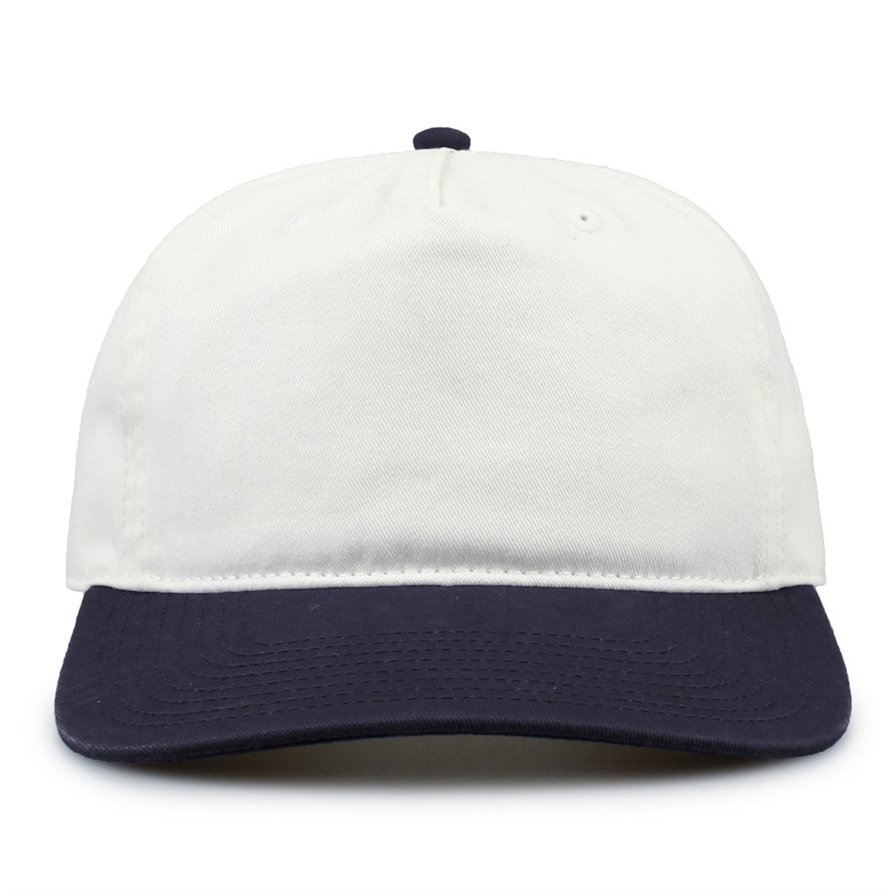 The Game Gb523 Twill 5 Panel 2 Tone Cap - Ivory Navy