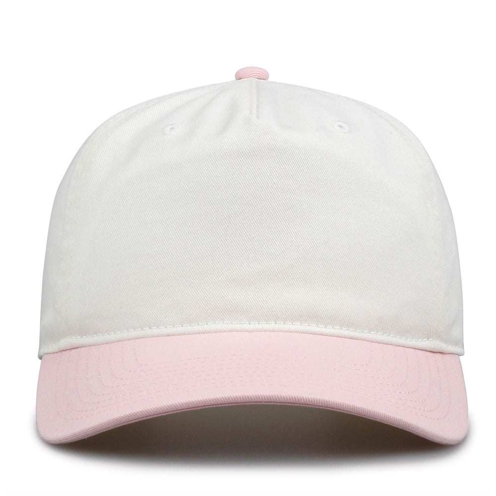 The Game Gb523 Twill 5 Panel 2 Tone Cap - Ivory Pink