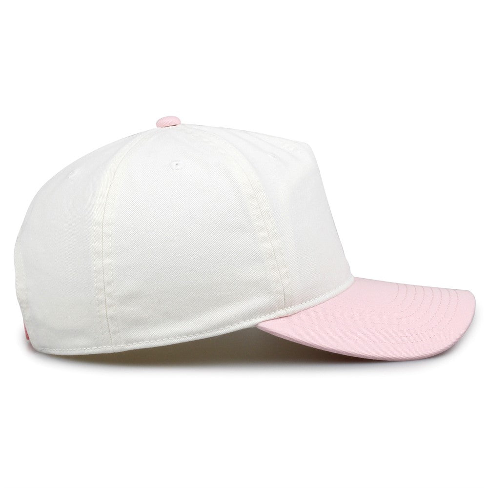 The Game Gb523 Twill 5 Panel 2 Tone Cap - Ivory Pink