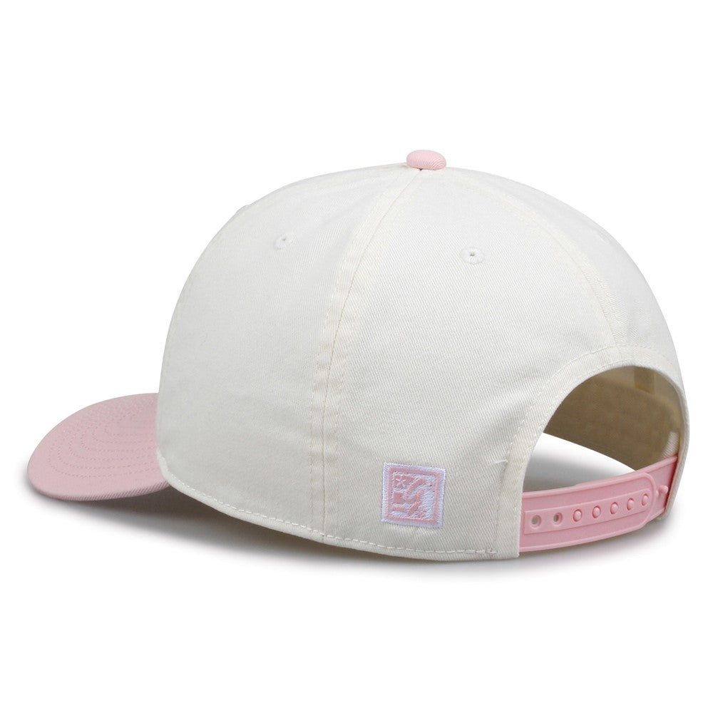 The Game Gb523 Twill 5 Panel 2 Tone Cap - Ivory Pink