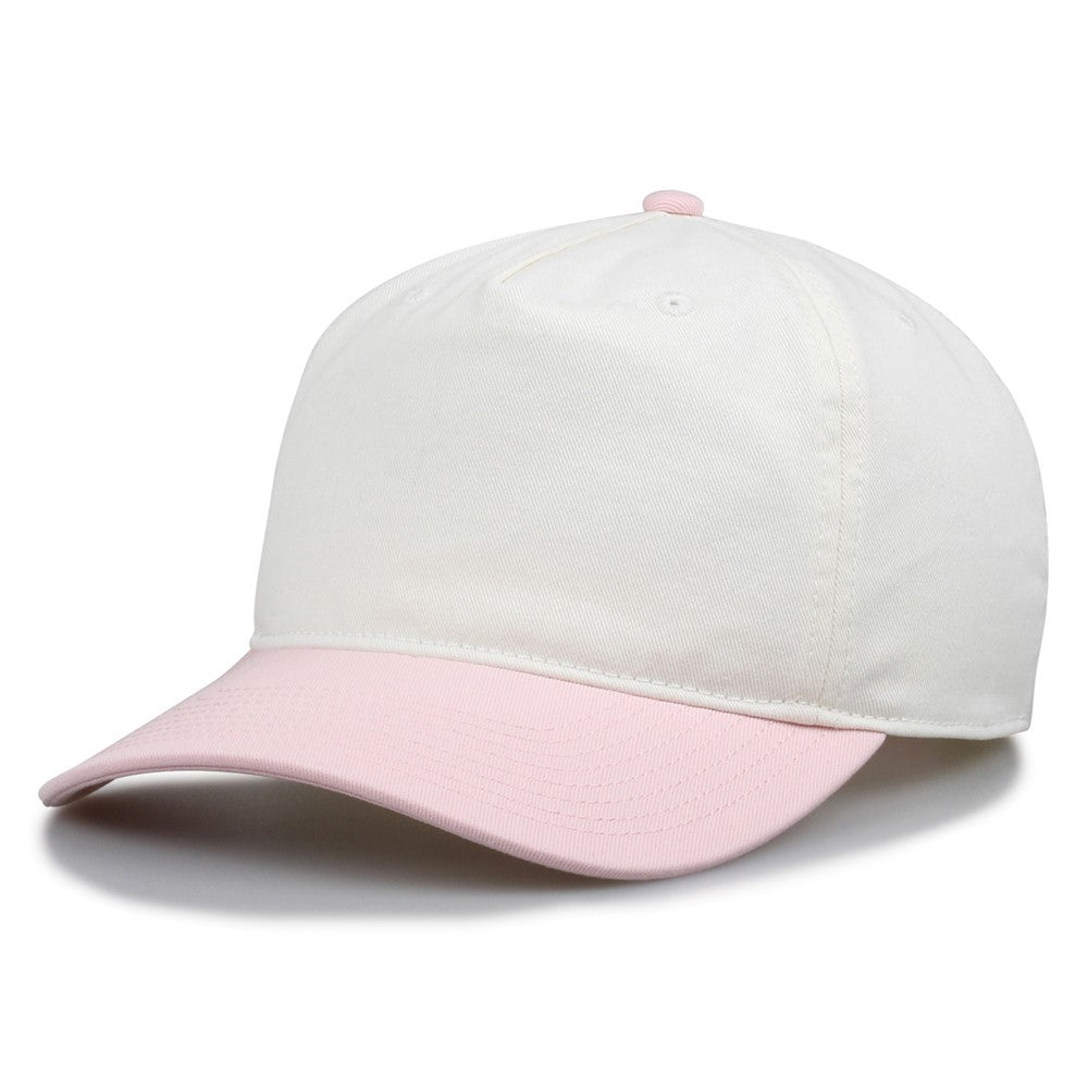 The Game Gb523 Twill 5 Panel 2 Tone Cap - Ivory Pink