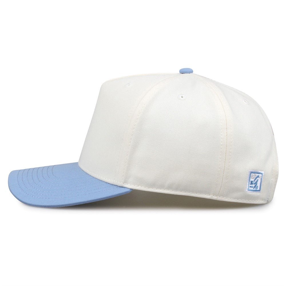 The Game Gb525 5 Panel Twill Cap - Ivory Columbia Blue