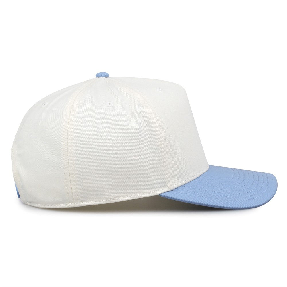 The Game Gb525 5 Panel Twill Cap - Ivory Columbia Blue