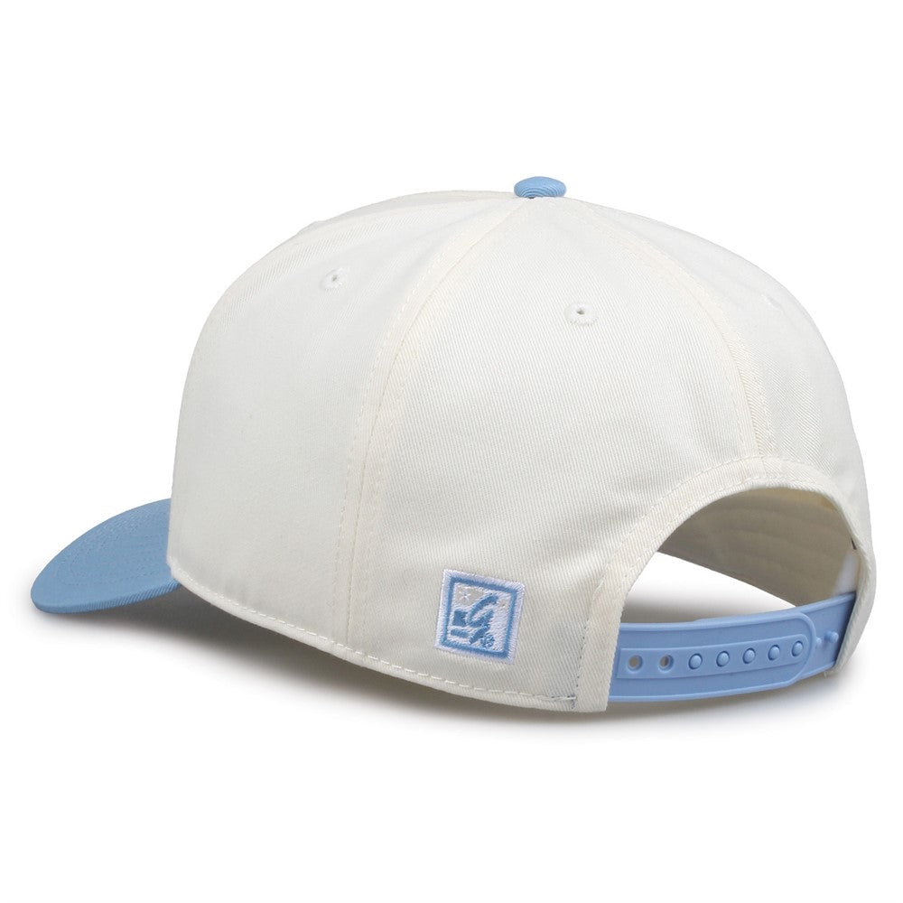 The Game Gb525 5 Panel Twill Cap - Ivory Columbia Blue