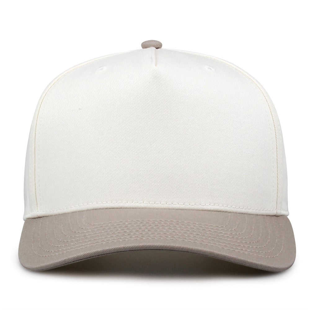 The Game Gb525 5 Panel Twill Cap - Ivory Khaki
