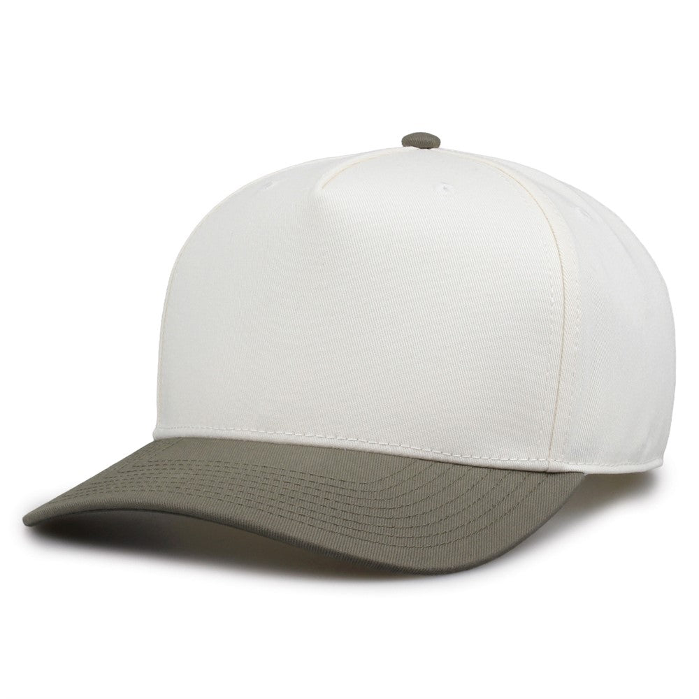 The Game Gb525 5 Panel Twill Cap - Ivory Light Olive