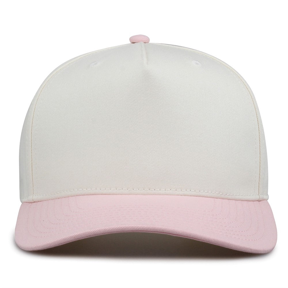 The Game Gb525 5 Panel Twill Cap - Ivory Pink