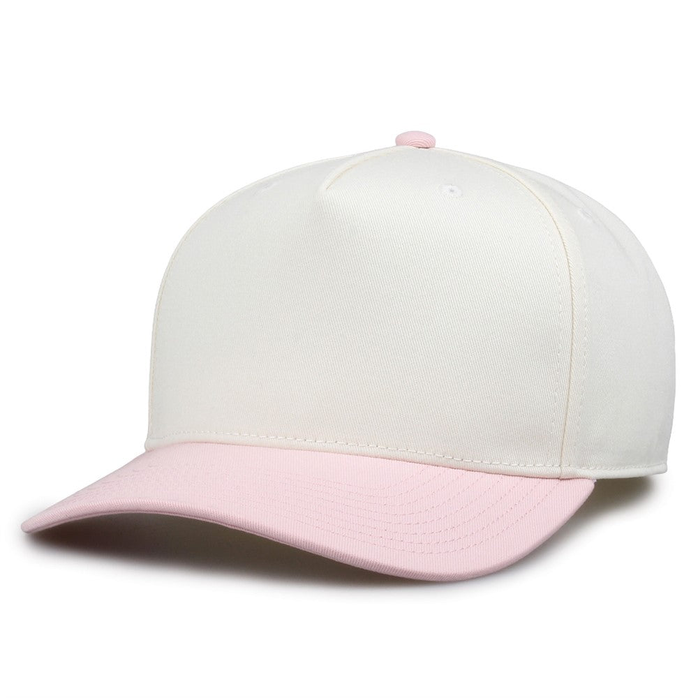 The Game Gb525 5 Panel Twill Cap - Ivory Pink