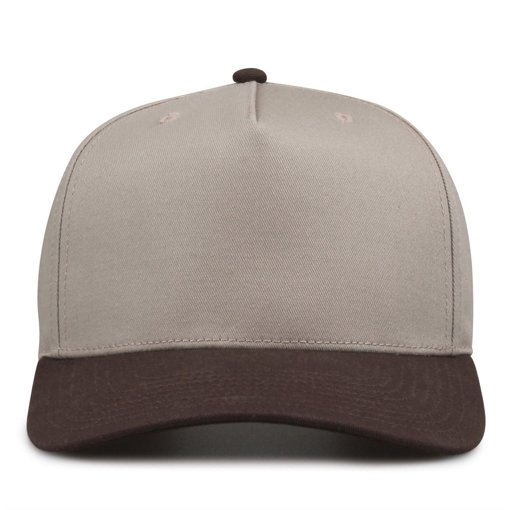 The Game Gb525 5 Panel Twill Cap - Khaki Brown
