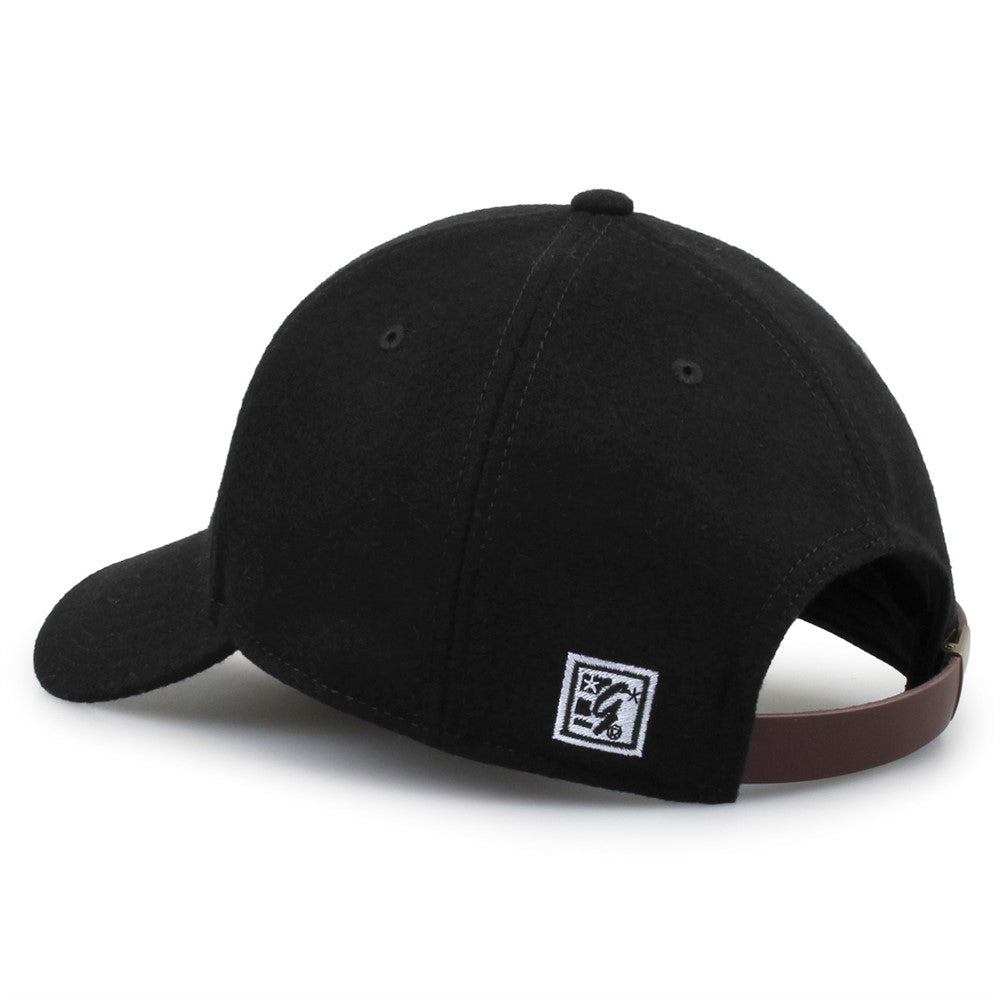 The Game Gb555 Wool with Leather Strap Cap - Black