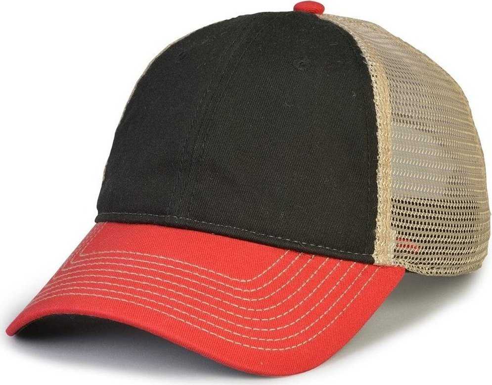The Game Gb880 Soft Trucker Cap - Black Vintage Red - one Size Fits Most
