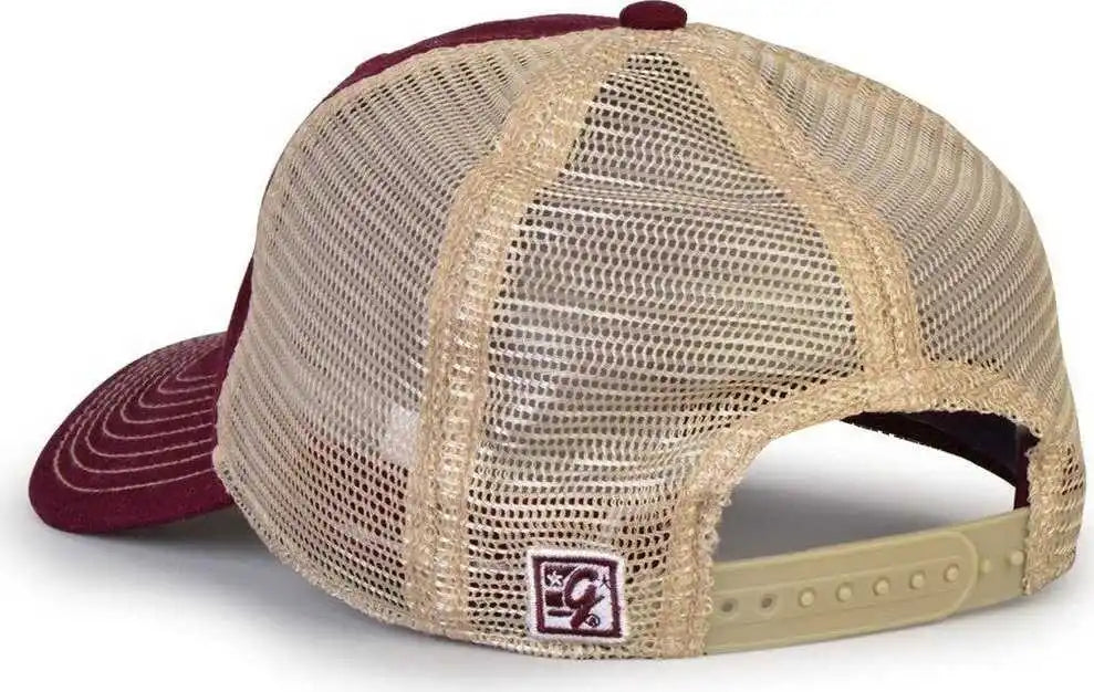The Game Gb880 Soft Trucker Cap Dark Maroon Sand / one Size Fits Most
