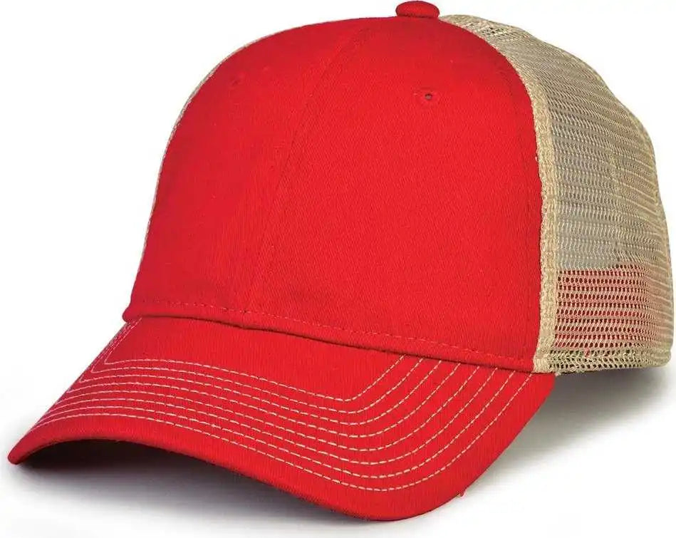 The Game Gb880 Soft Trucker Cap Red Khaki Sand / one Size Fits Most