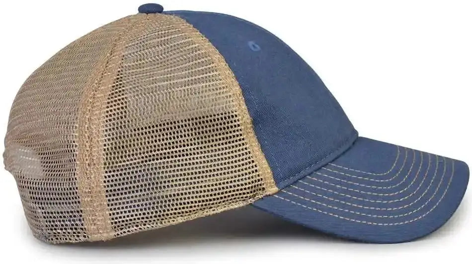 The Game Gb880 Soft Trucker Cap - Vintage Blue - Sand / one Size Fits Most