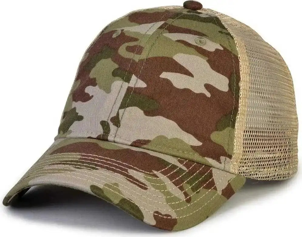 The Game Gb880 Soft Trucker Cap - Woodland - Sand / one Size Fits Most