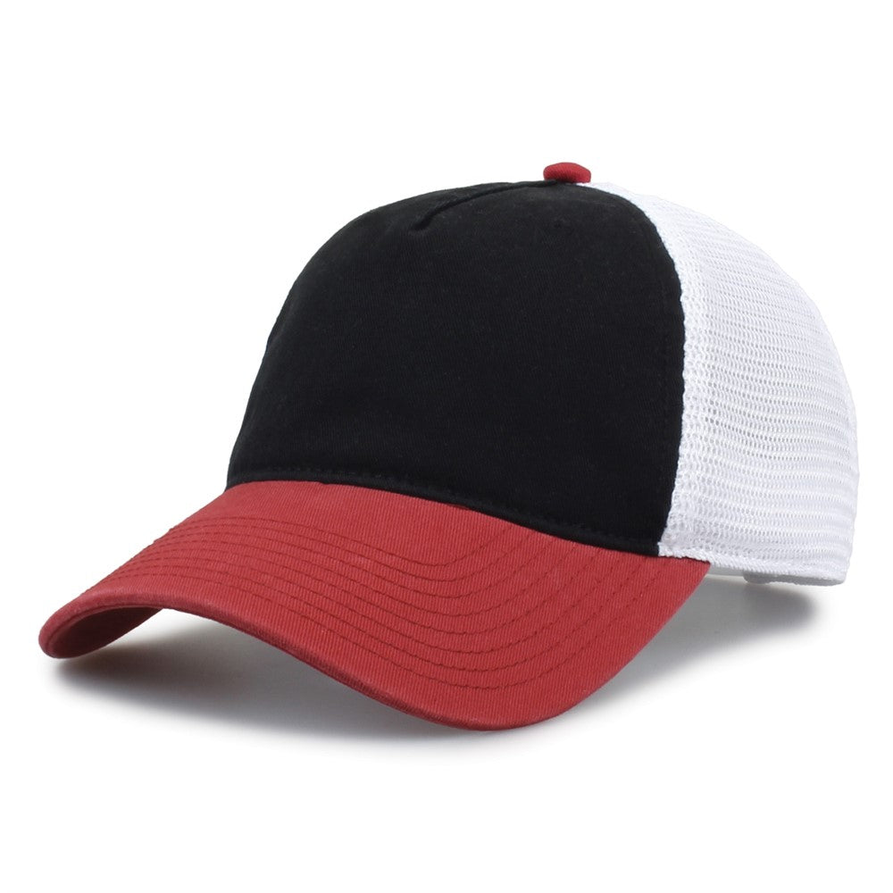The Game Gb881 Soft Trucker Cap - Black Vintage Red