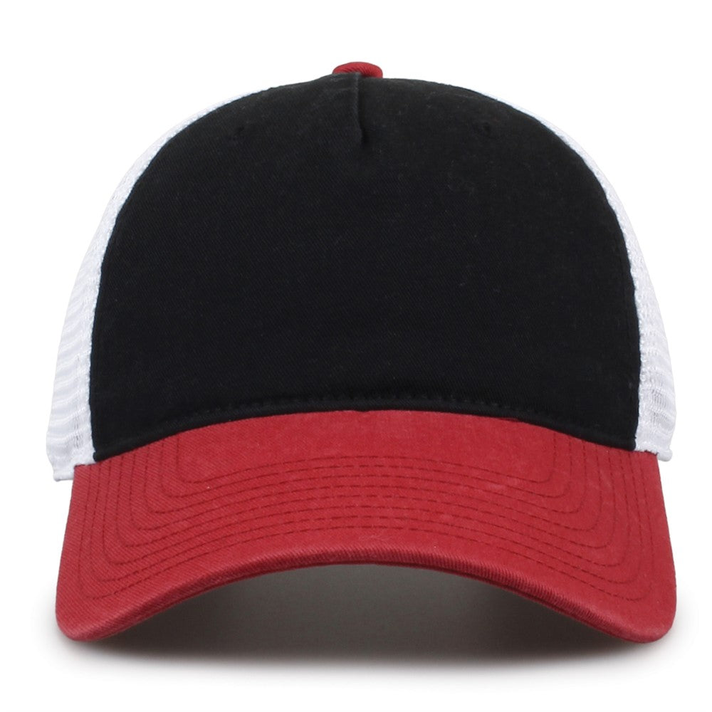 The Game Gb881 Soft Trucker Cap - Black Vintage Red