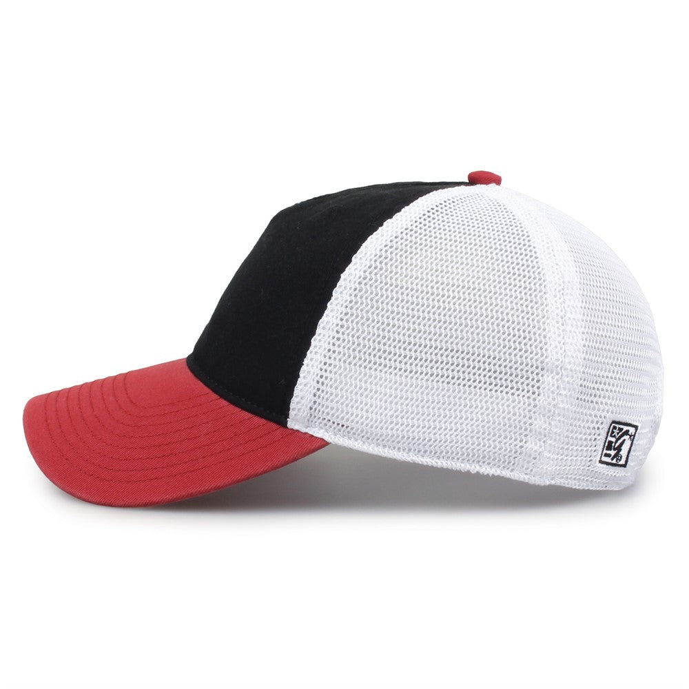 The Game Gb881 Soft Trucker Cap - Black Vintage Red